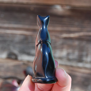 Black Obsidian Carved Crystal Cat