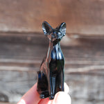 Obsidian Hairless Sphinx Cat Crystal Carving