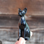 Obsidian Hairless Sphinx Cat Crystal Carving