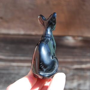 Obsidian Hairless Sphinx Cat Crystal Carving