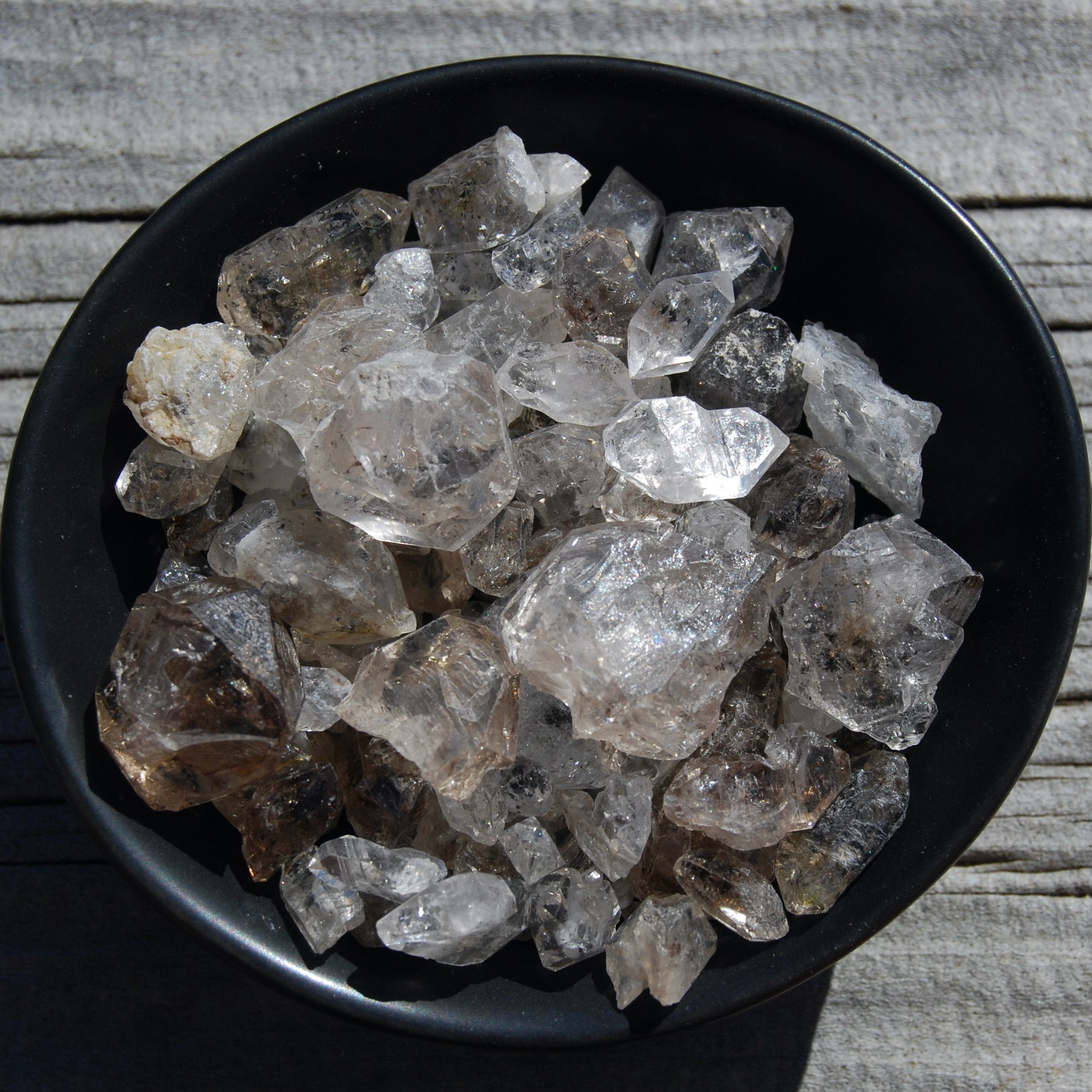 Pakimer Diamond, Herkimer Diamond, UV Reactive Fenster Petroleum Quartz, Fluorescent Enhydro Quartz Crystal Points, Pakistan