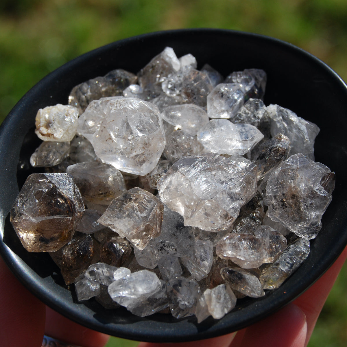 Pakimer Diamond, Herkimer Diamond, UV Reactive Fenster Petroleum Quartz, Fluorescent Enhydro Quartz Crystal Points, Pakistan