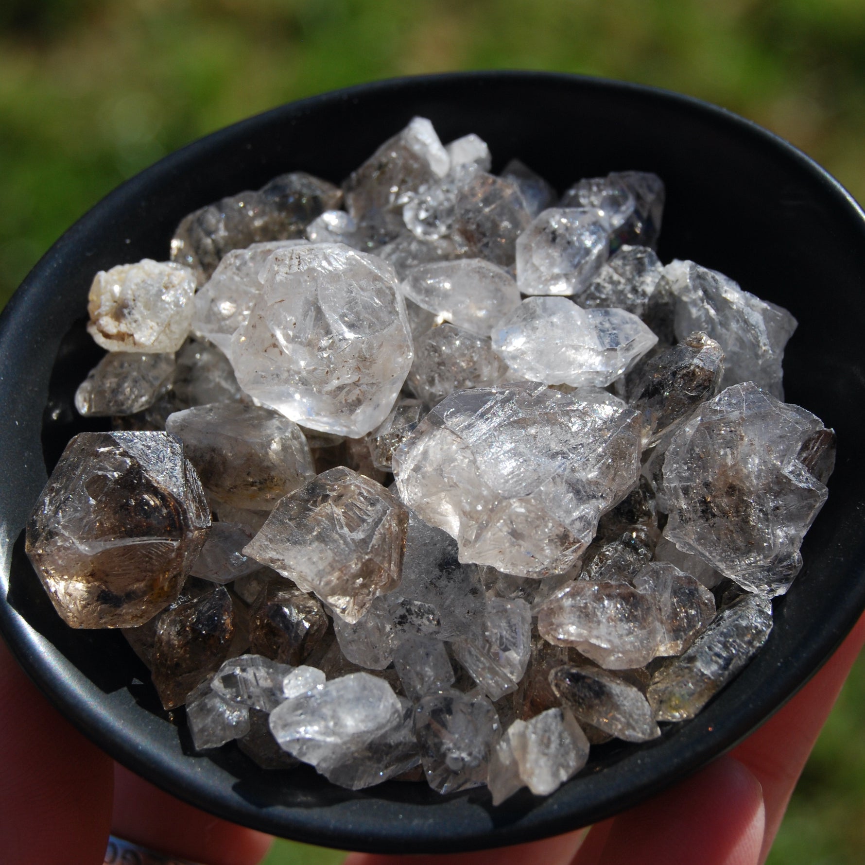 Pakimer Diamond, Herkimer Diamond, UV Reactive Fenster Petroleum Quartz, Fluorescent Enhydro Quartz Crystal Points, Pakistan