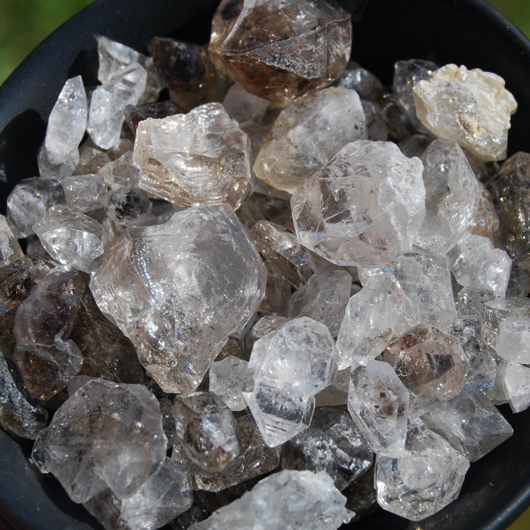 Pakimer Diamond, Herkimer Diamond, UV Reactive Fenster Petroleum Quartz, Fluorescent Enhydro Quartz Crystal Points, Pakistan