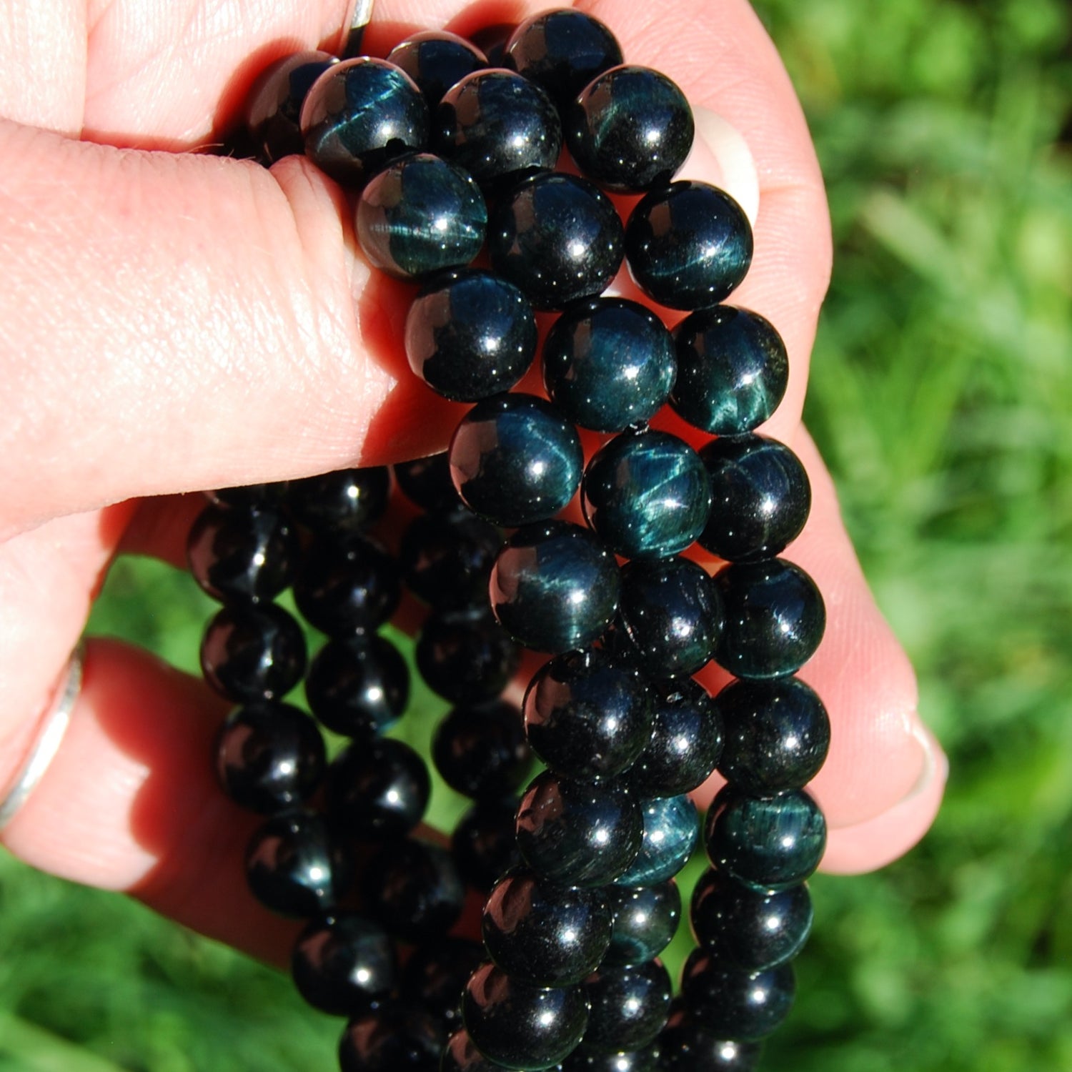 Blue Tiger's Eye Crystal Beaded Bracelet
