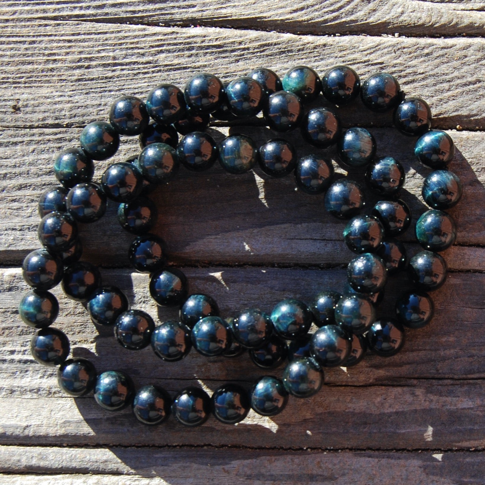 Blue Tiger's Eye Crystal Beaded Bracelet