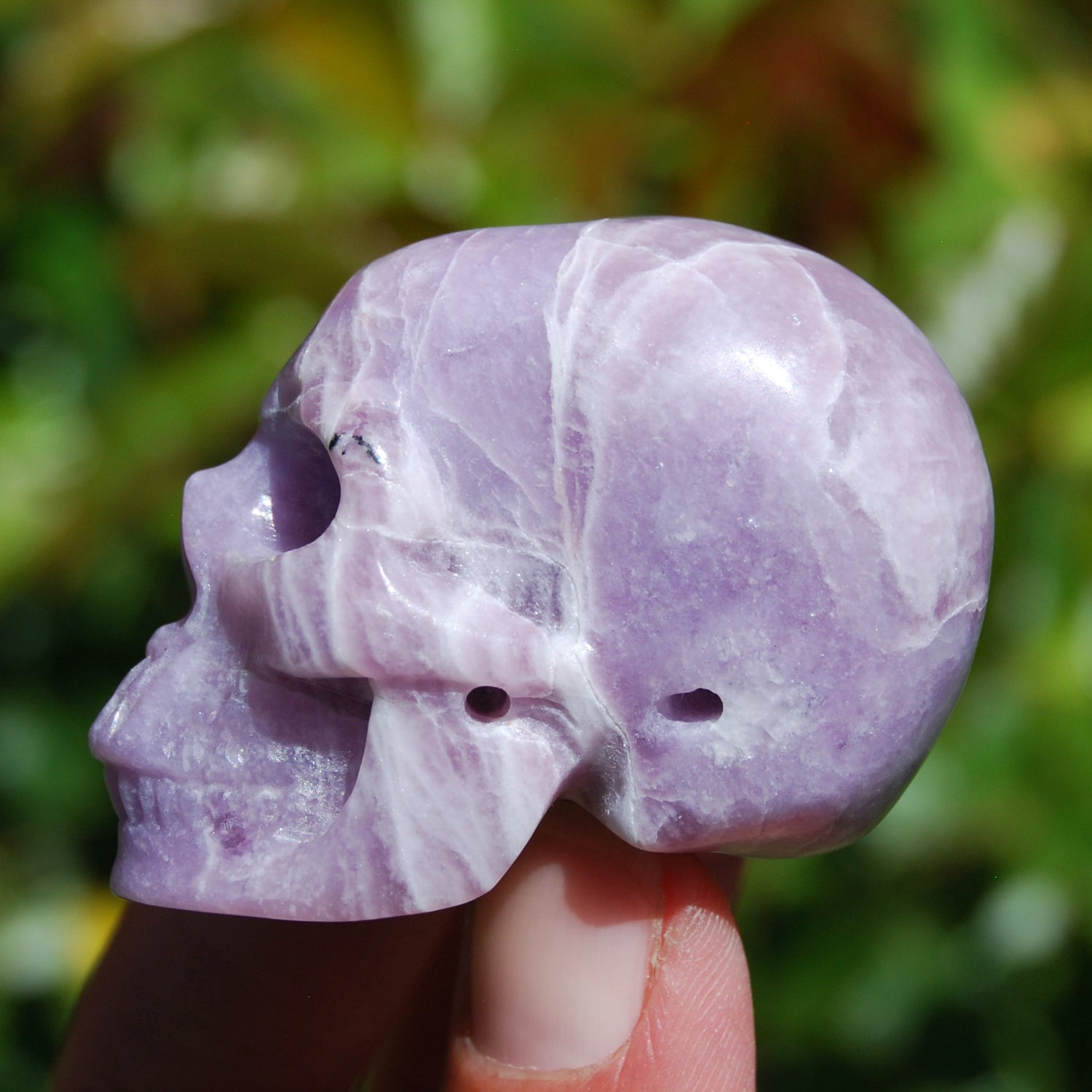 Lepidolite Carved Crystal Skull 