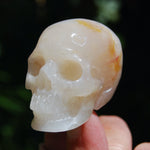 Flower Agate Sakura Agate Crystal Skull Realistic Gemstone Carving