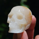 Flower Agate Sakura Agate Crystal Skull Realistic Gemstone Carving