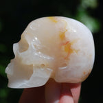Flower Agate Sakura Agate Crystal Skull Realistic Gemstone Carving
