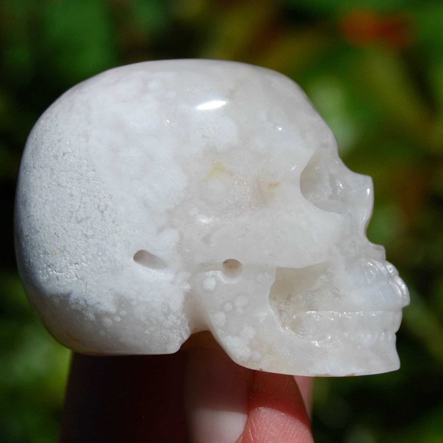 Flower Agate Sakura Agate Crystal Skull Realistic Gemstone Carving