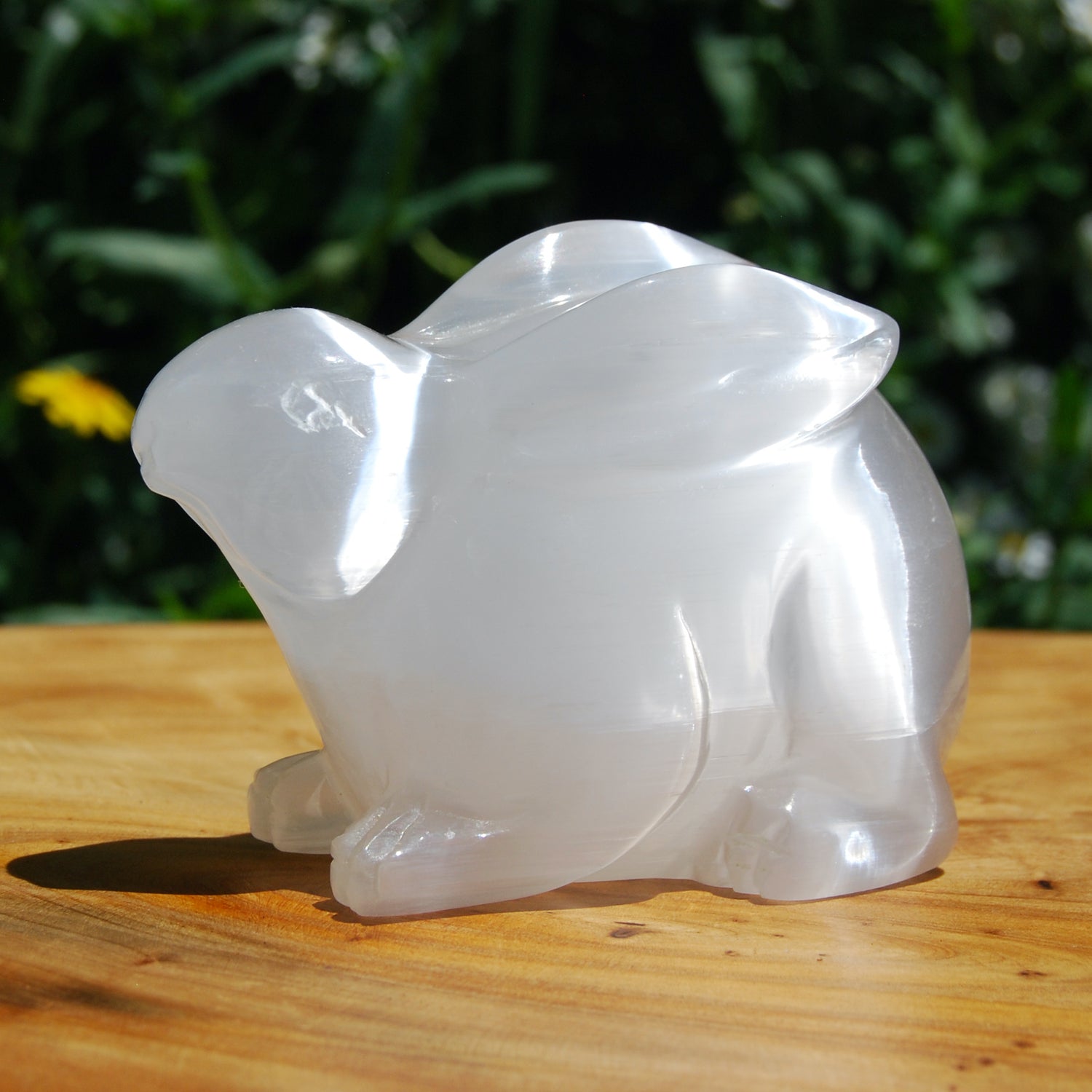 White Selenite Crystal Rabbit Carving