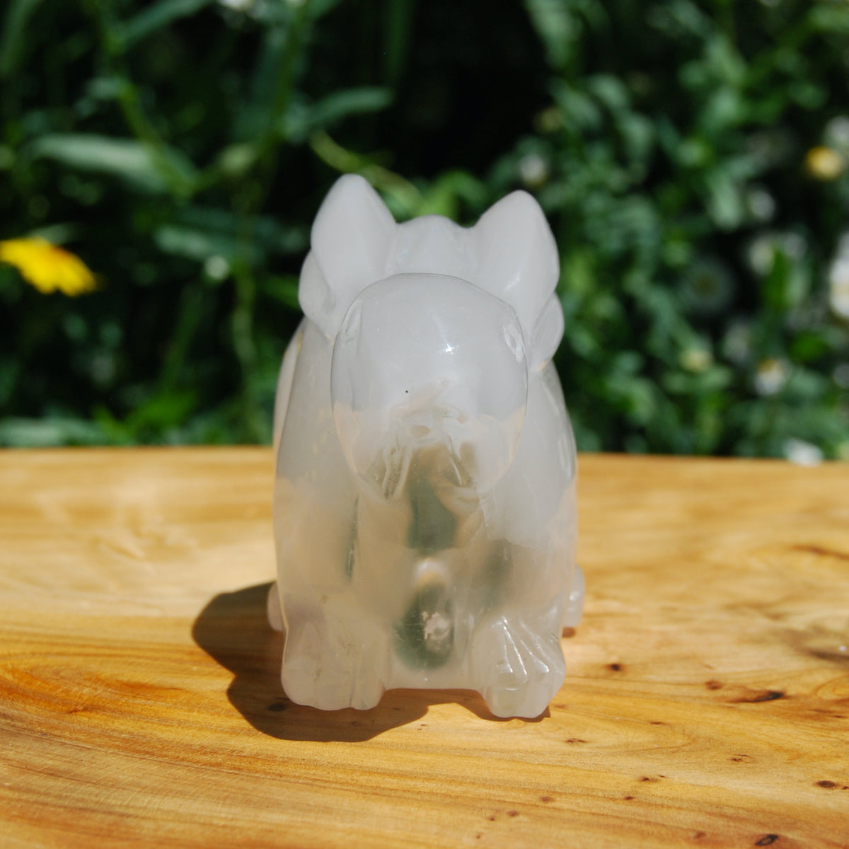 White Selenite Crystal Rabbit Carving