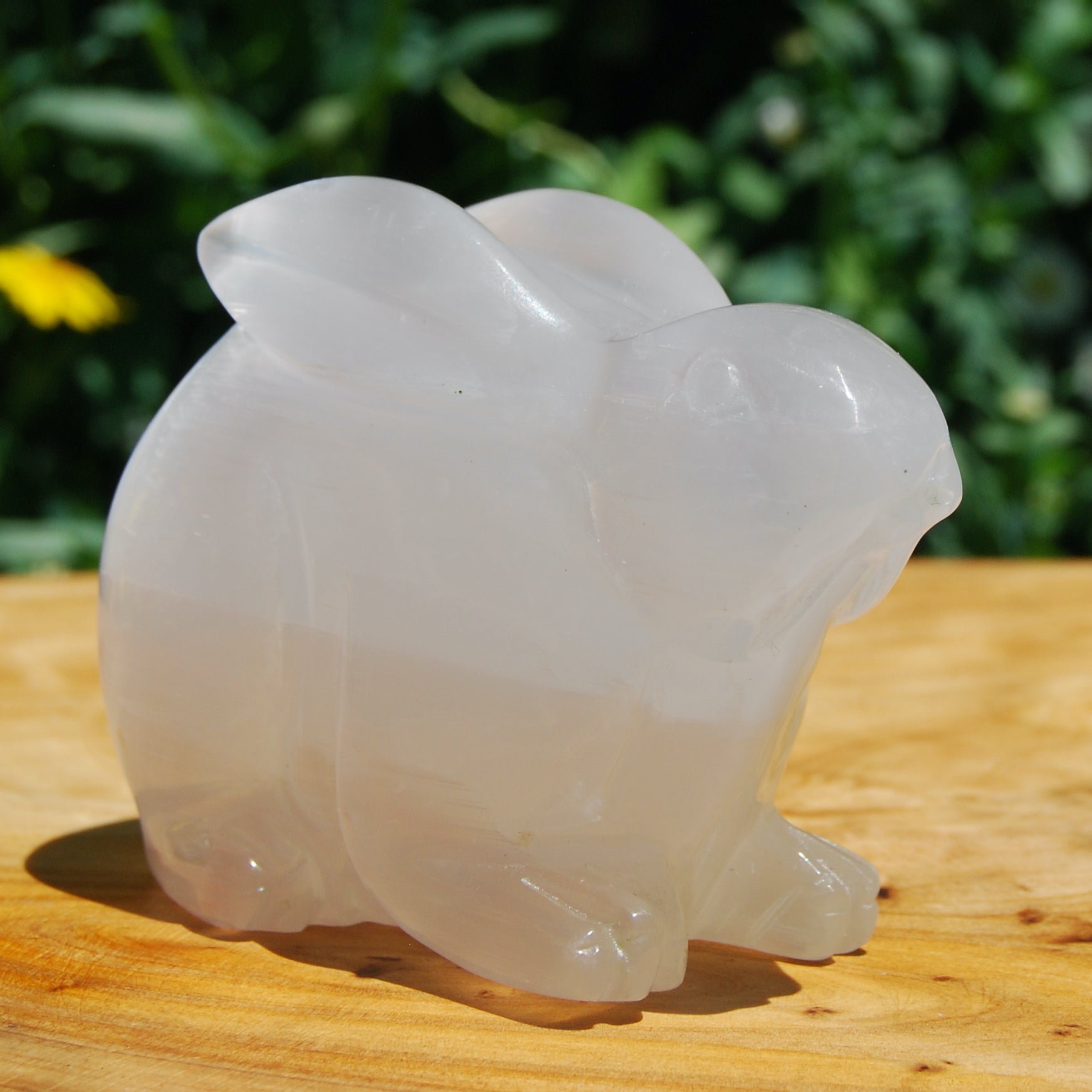 White Selenite Crystal Rabbit Carving