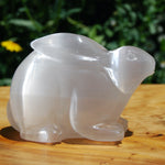 White Selenite Crystal Rabbit Carving