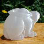 White Selenite Crystal Rabbit Carving