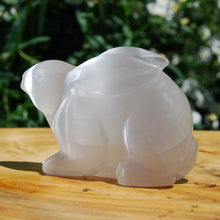 Load image into Gallery viewer, 4in 347g White Selenite Crystal Rabbit Carving
