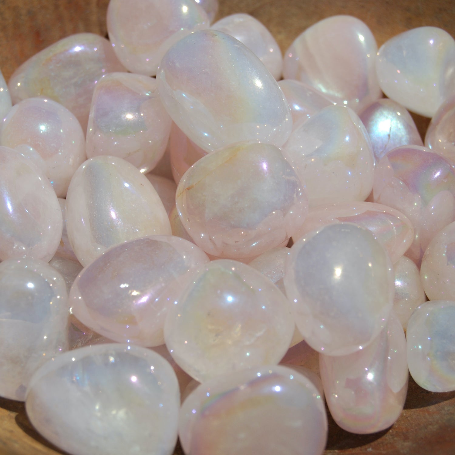 Angel Aura Rose Quartz Crystal Tumbled Stones