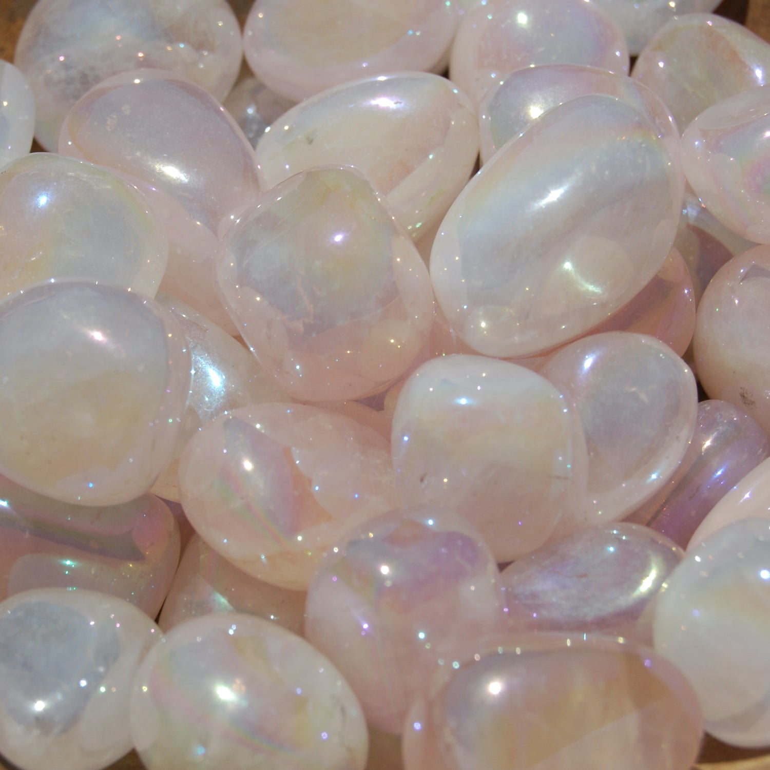 Angel Aura Rose Quartz Crystal Tumbled Stones
