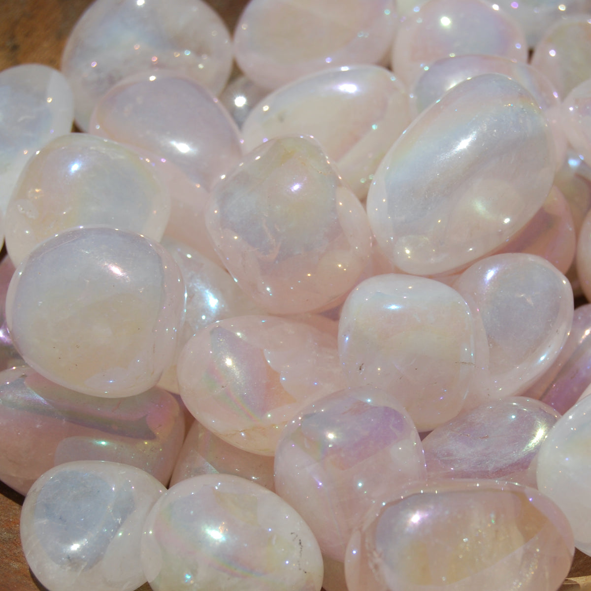 Angel Aura Rose Quartz Crystal Tumbled Stones