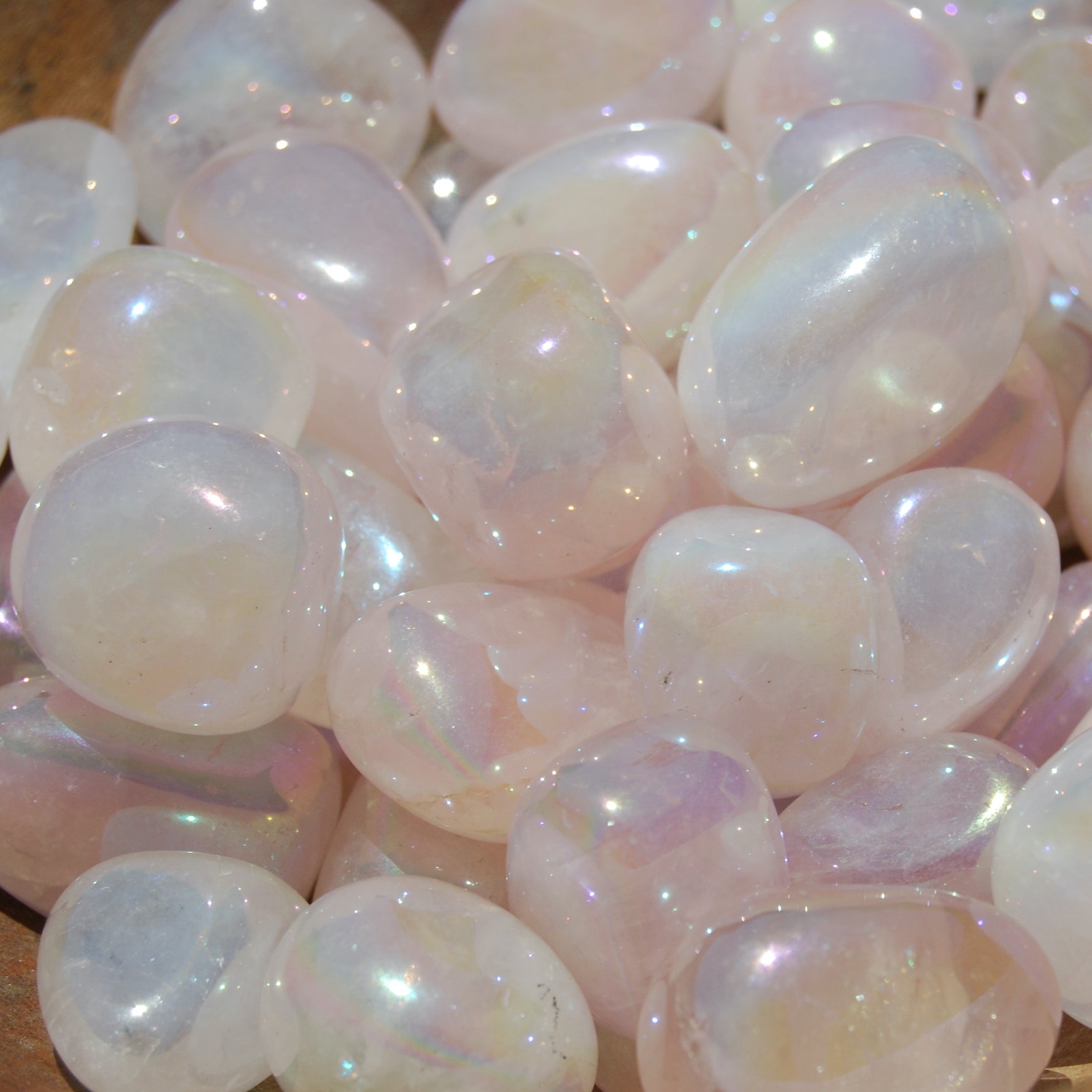 Angel Aura Rose Quartz Crystal Tumbled Stones