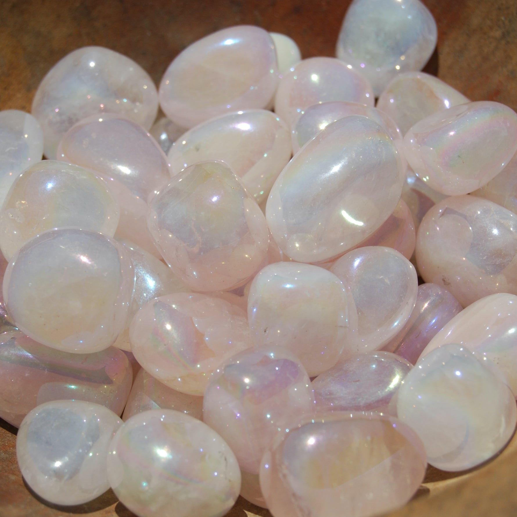 Angel Aura Rose Quartz Crystal Tumbled Stones