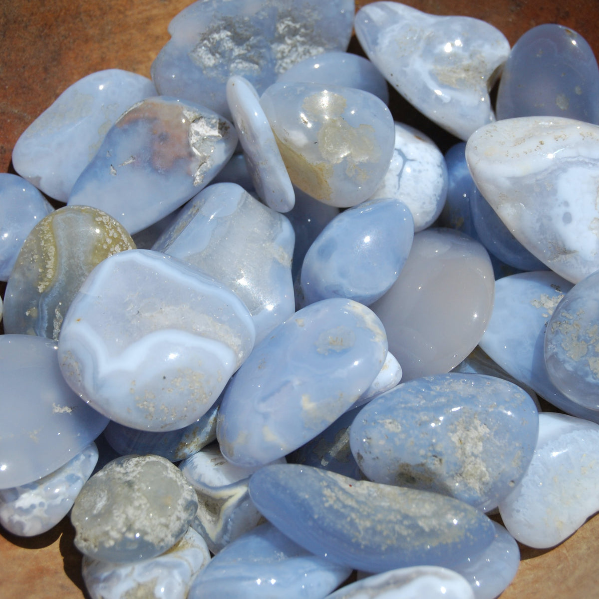 Blue Lace Agate Crystal Tumbled Stones