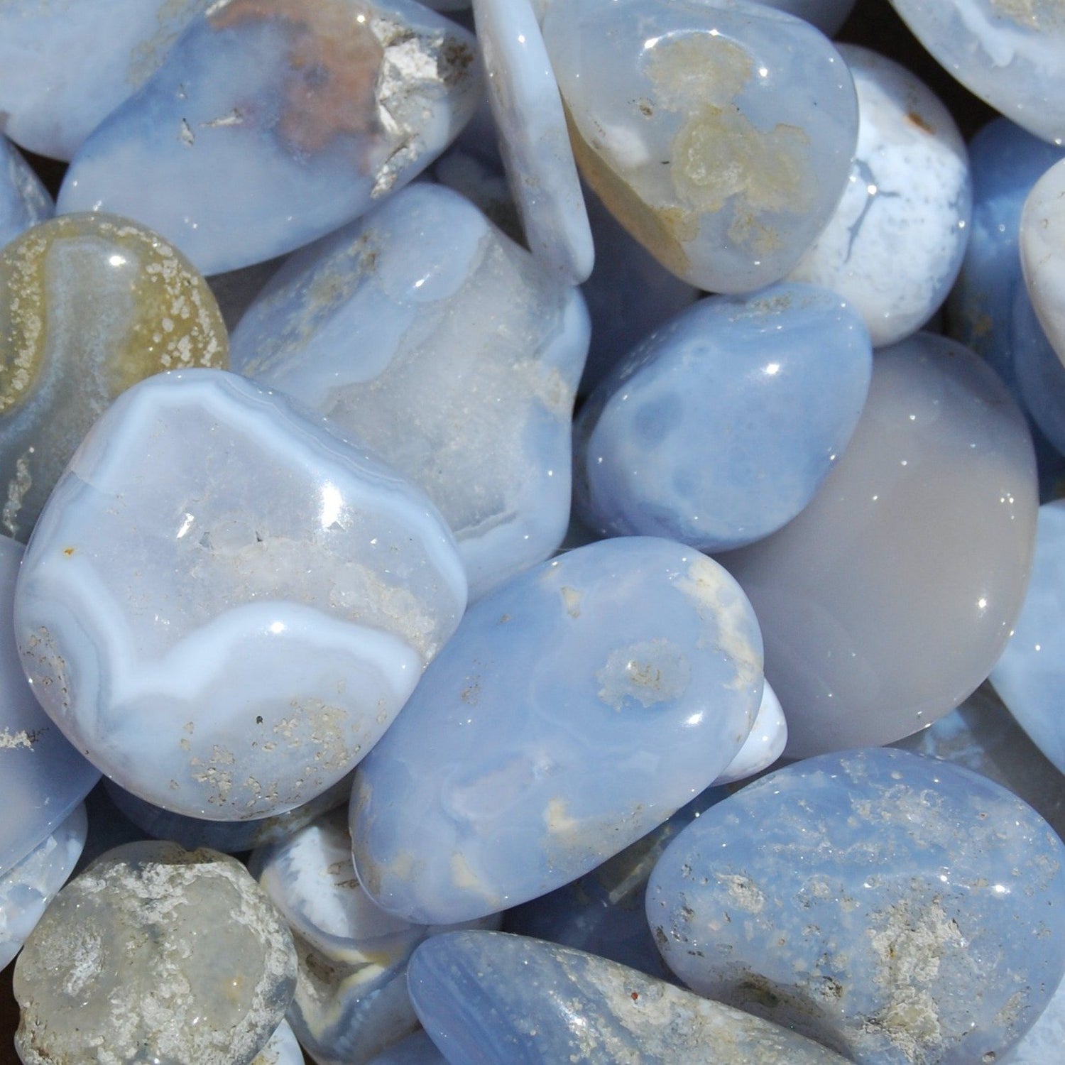 Blue Lace Agate Crystal Tumbled Stones