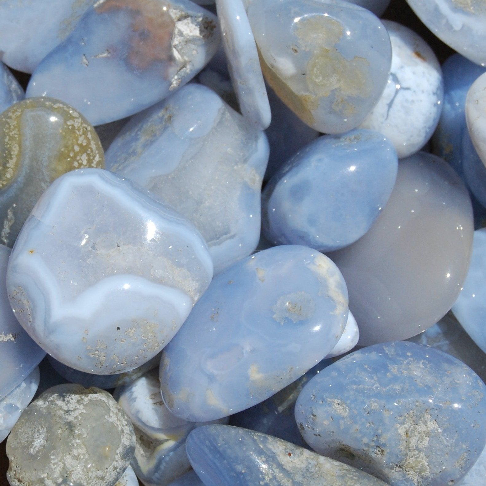 Blue Lace Agate Crystal Tumbled Stones