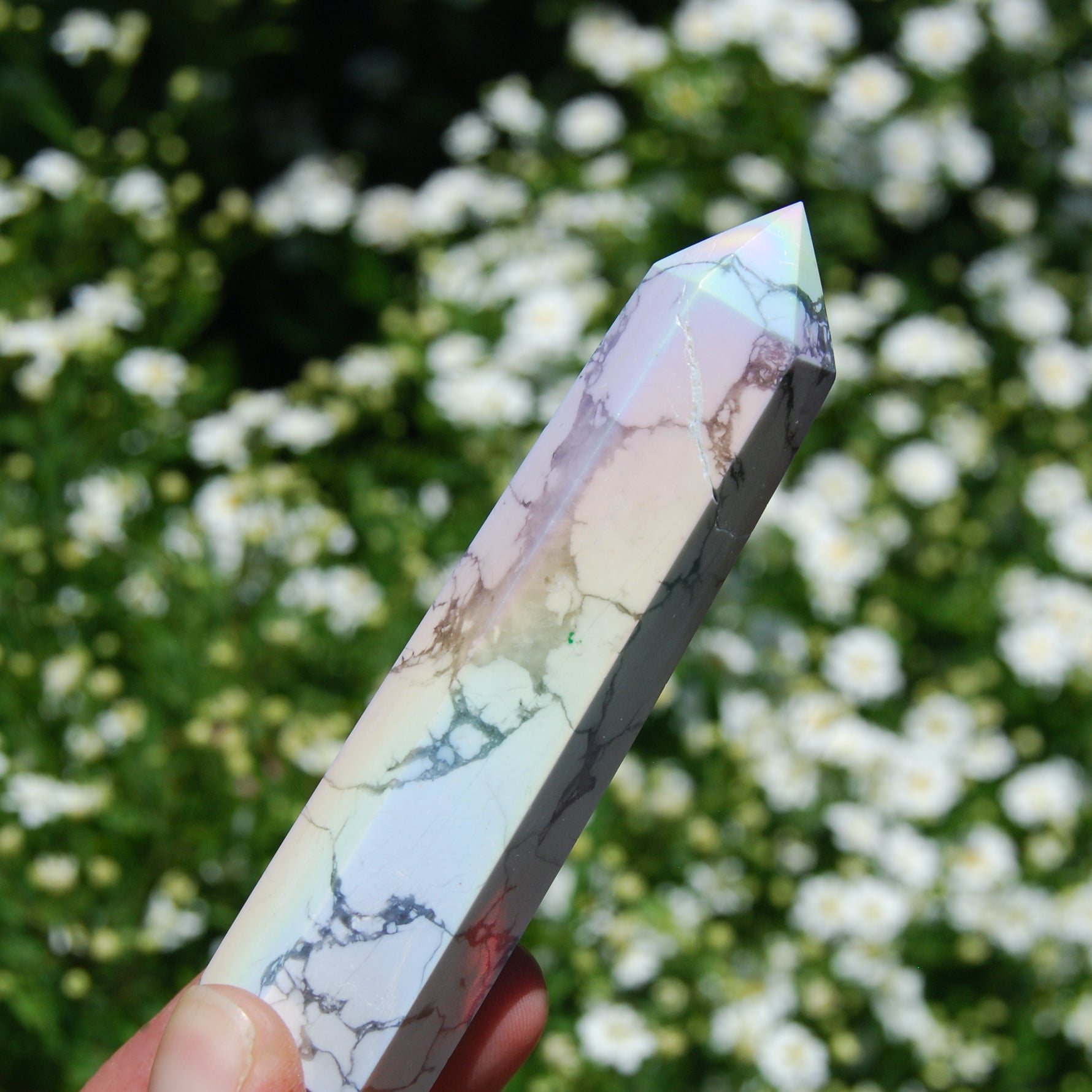 Angel Aura Howlite Crystal Tower
