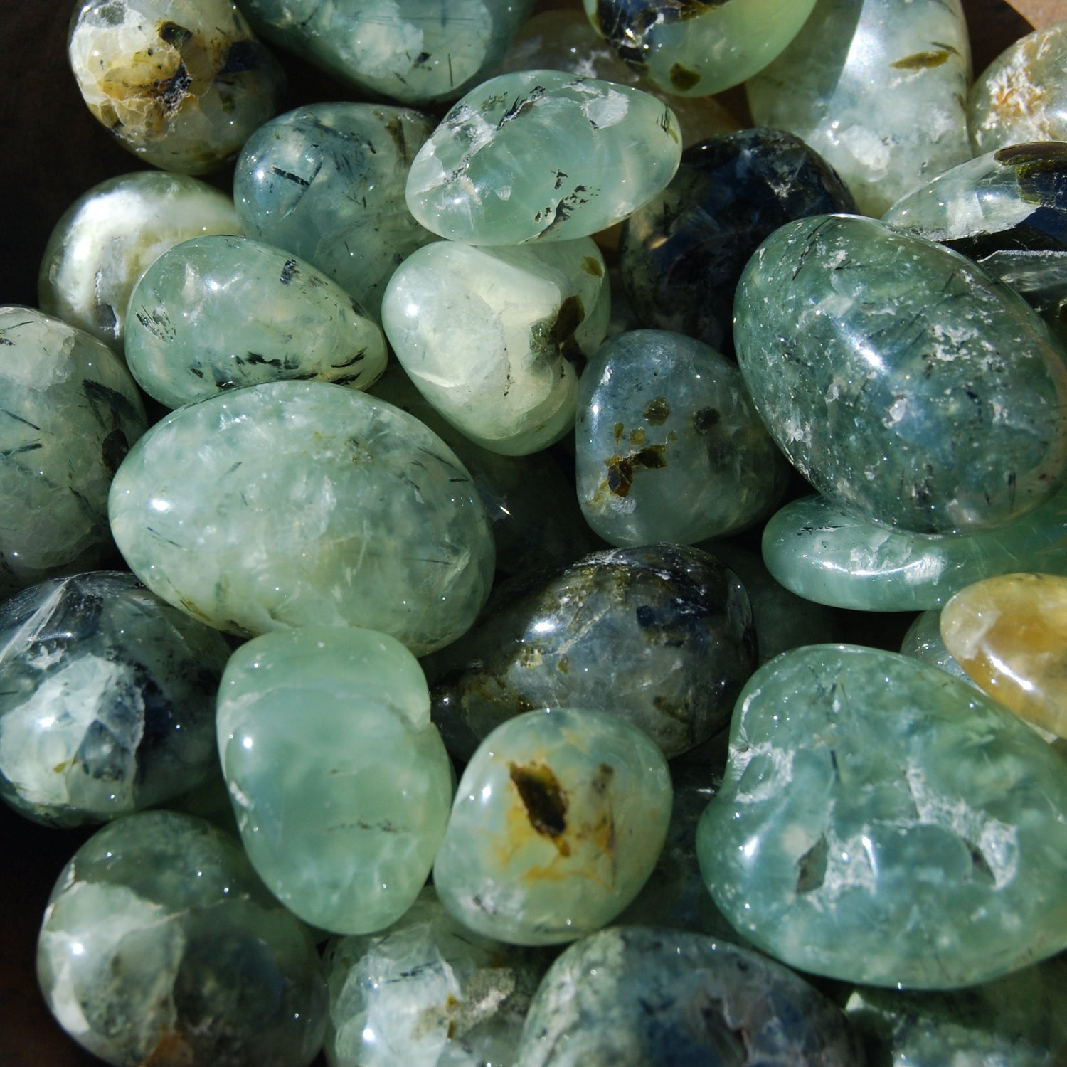Prehnite Epidote Crystal Tumbled Stones