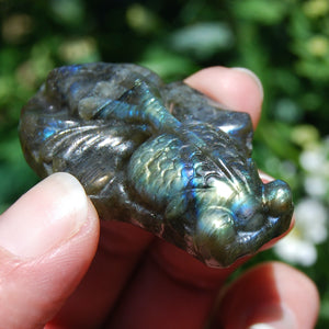 Labradorite Carved Crystal Goldfish Realistic 