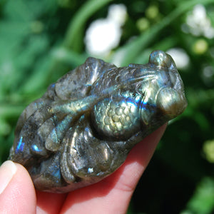 Labradorite Carved Crystal Goldfish Realistic 