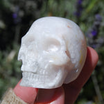 Flower Agate Sakura Agate Crystal Skull Realistic Gemstone Carving