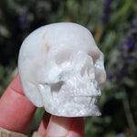 Flower Agate Sakura Agate Crystal Skull Realistic Gemstone Carving