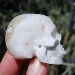 Flower Agate Sakura Agate Crystal Skull Realistic Gemstone Carving