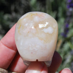 Flower Agate Sakura Agate Crystal Skull Realistic Gemstone Carving