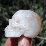 Flower Agate Sakura Agate Crystal Skull Realistic Gemstone Carving