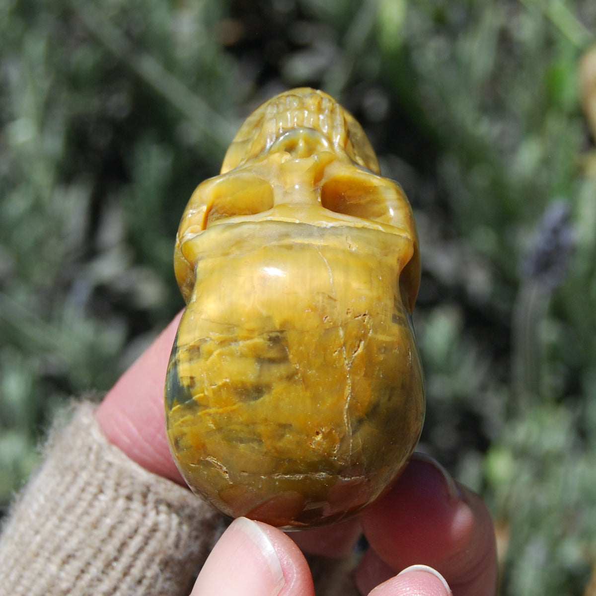 Pietersite Carved Crystal Skull Realistic Gemstone Carving