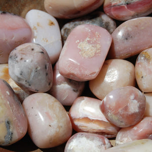 Peruvian Pink Opal Tumbled Stones, Andean Opal Tumbled Crystal