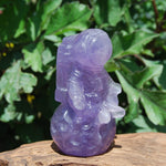 Purple Fluorite Astronaut Moon Carved Crystal