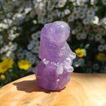 Purple Fluorite Astronaut Moon Carved Crystal