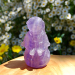 Purple Fluorite Astronaut Moon Carved Crystal