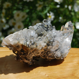 Chlorite Silver Quartz Crystal Cluster