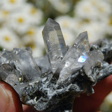 Load image into Gallery viewer, Chlorite Silver Quartz Crystal Cluster, Self Healed Twin Flame, Corinto, Brazil
