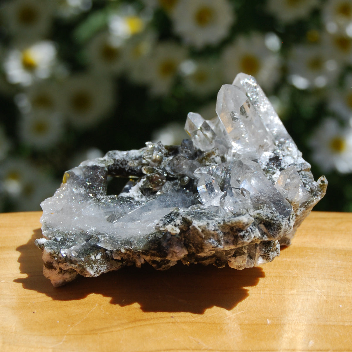 Chlorite Silver Quartz Crystal Cluster, Self Healed Twin Flame, Corinto, Brazil