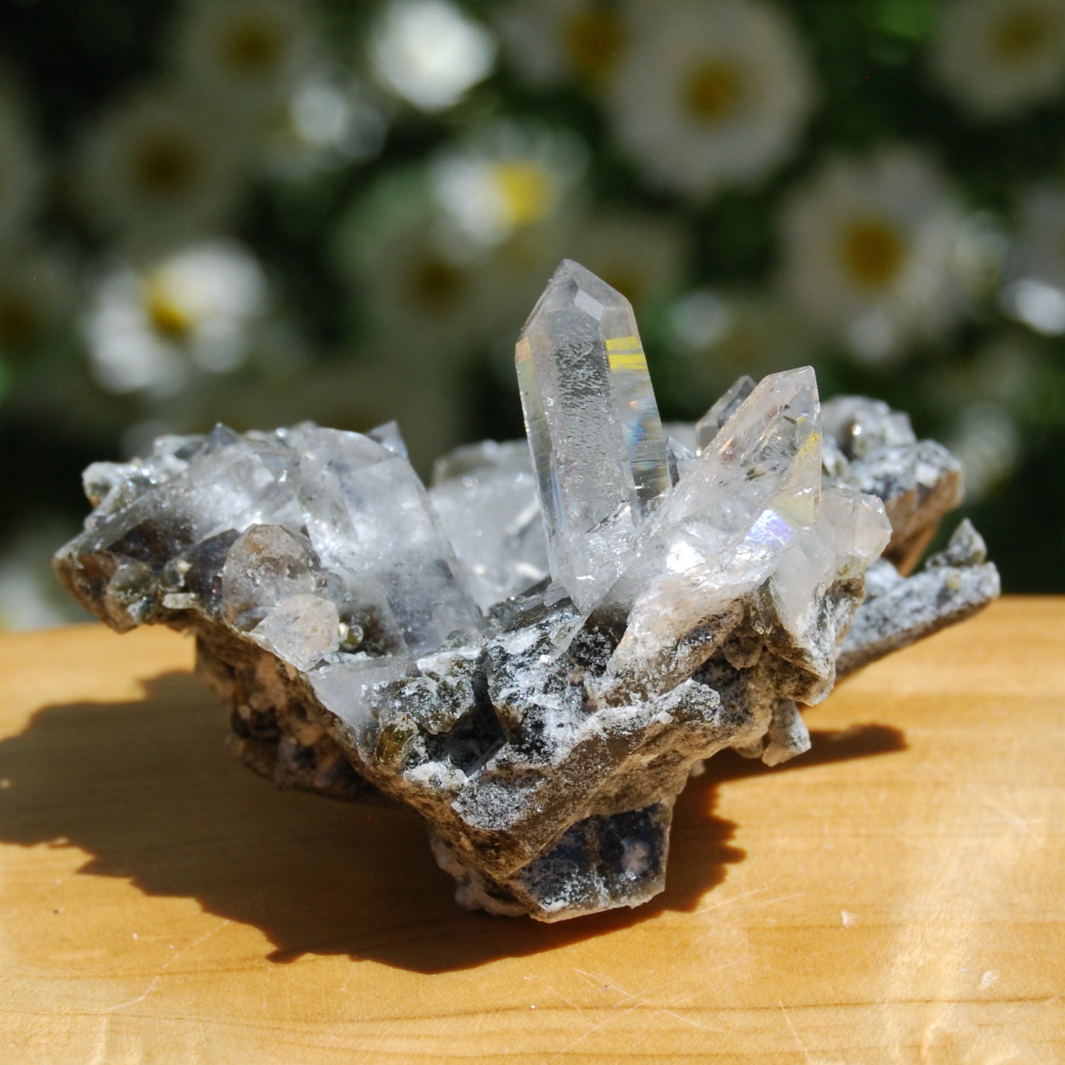 Chlorite Silver Quartz Crystal Cluster, Self Healed Twin Flame, Corinto, Brazil