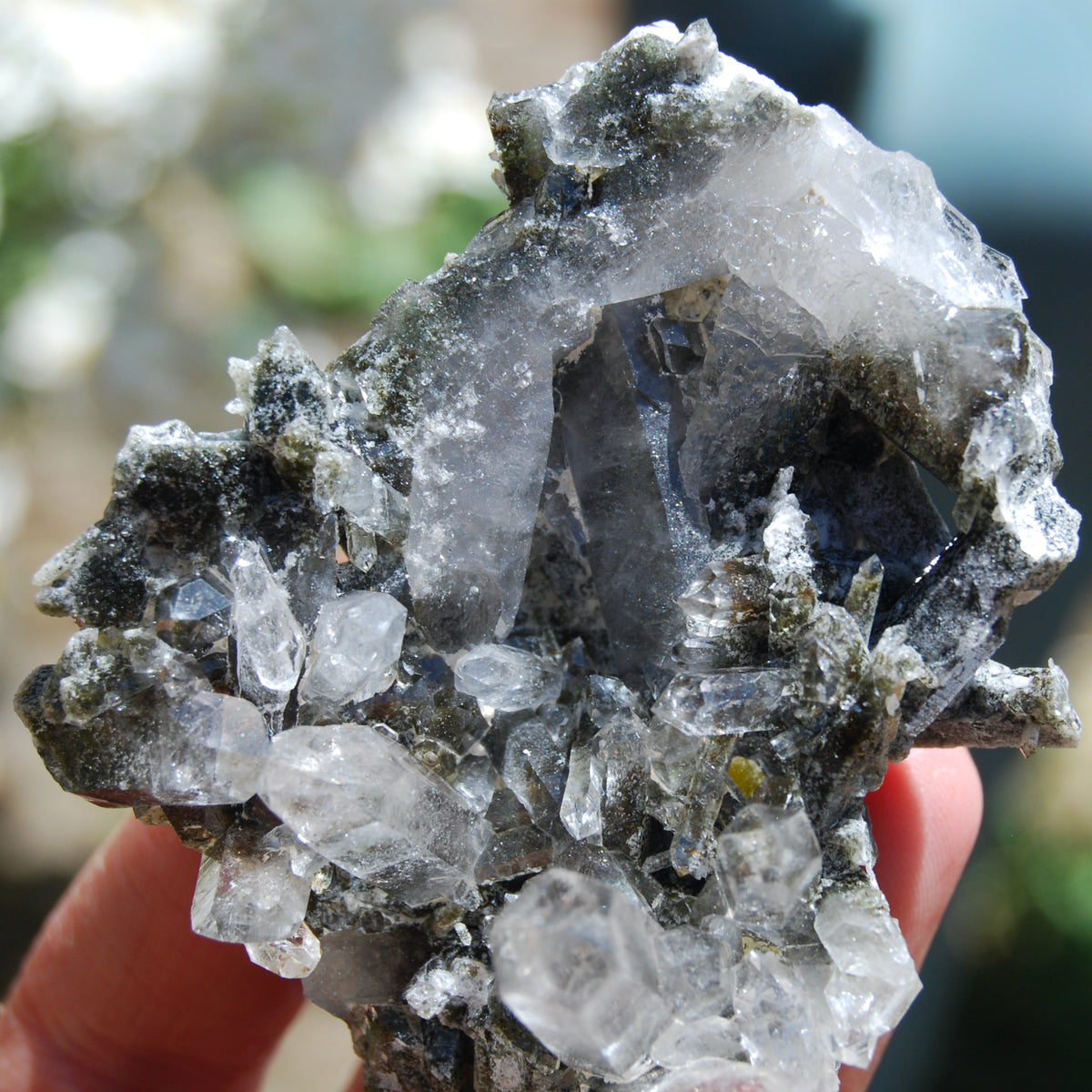 Chlorite Silver Quartz Crystal Cluster, Self Healed Twin Flame, Corinto, Brazil