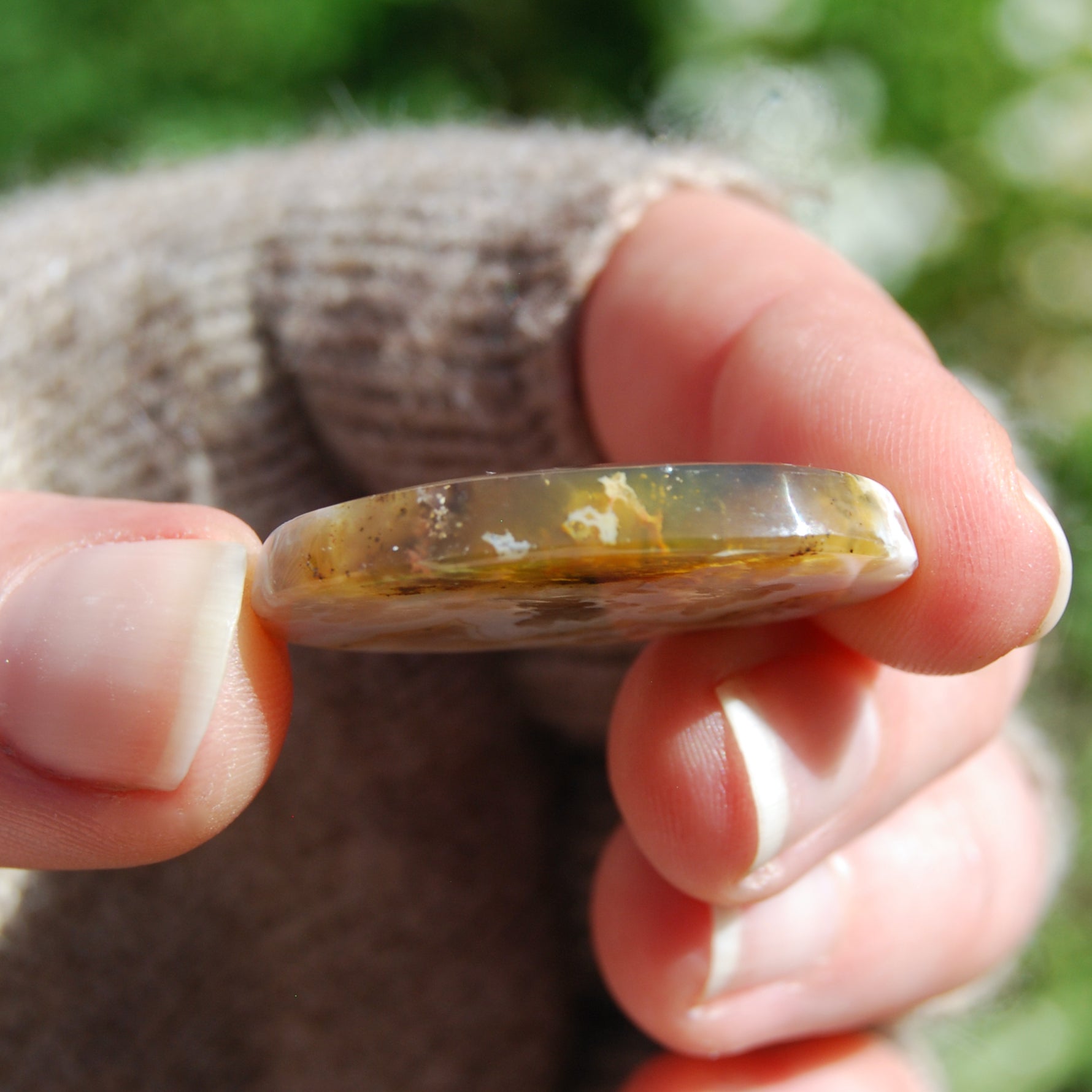 Graveyard plume agate cabochon