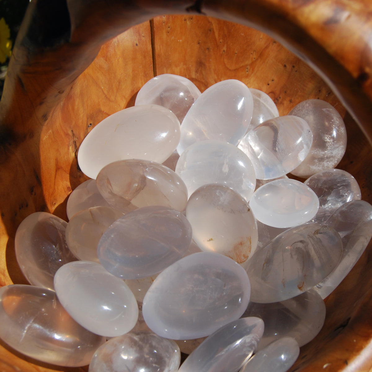 Girasol Clear Quartz Crystal Palm Stone, Madagascar